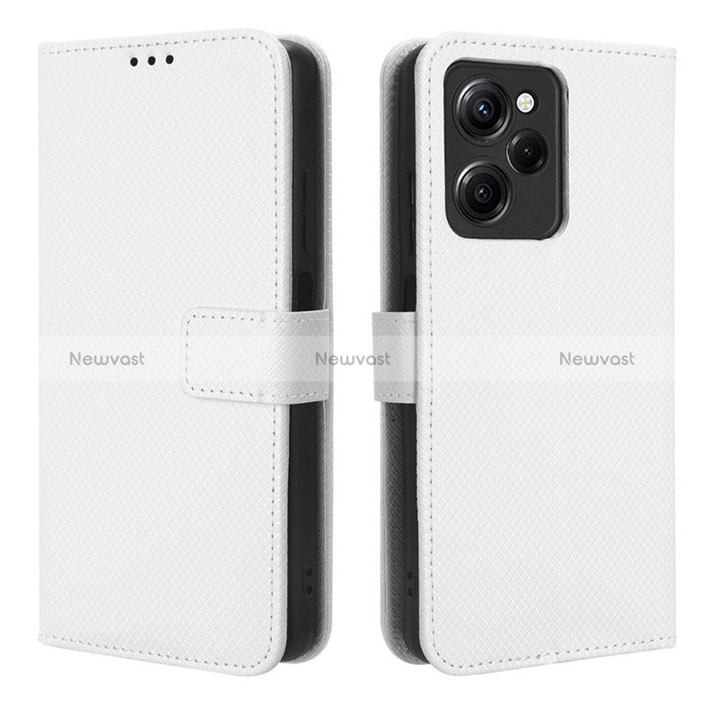 Leather Case Stands Flip Cover Holder BY1 for Xiaomi Poco X5 Pro 5G White