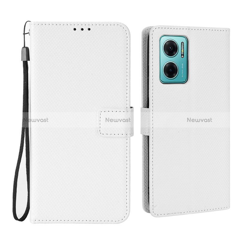 Leather Case Stands Flip Cover Holder BY1 for Xiaomi Redmi 10 5G White