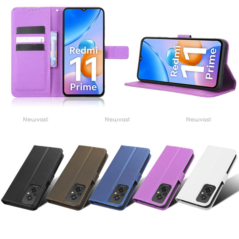 Leather Case Stands Flip Cover Holder BY1 for Xiaomi Redmi 11 Prime 4G