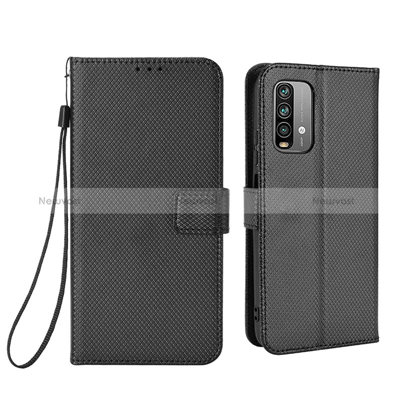 Leather Case Stands Flip Cover Holder BY1 for Xiaomi Redmi 9 Power Black