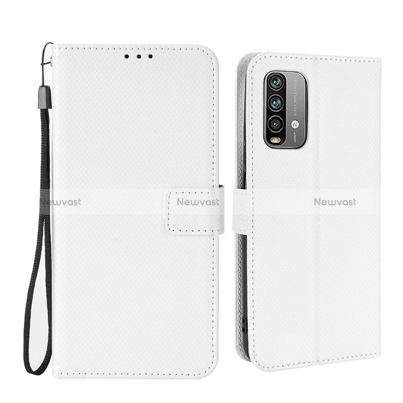 Leather Case Stands Flip Cover Holder BY1 for Xiaomi Redmi 9 Power White