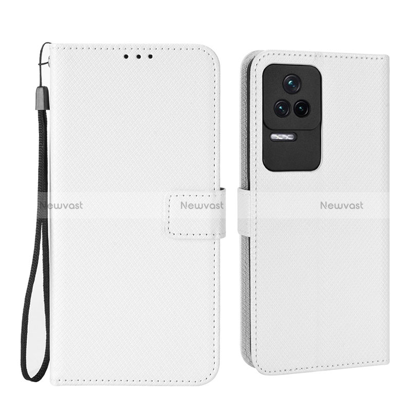 Leather Case Stands Flip Cover Holder BY1 for Xiaomi Redmi K40S 5G White