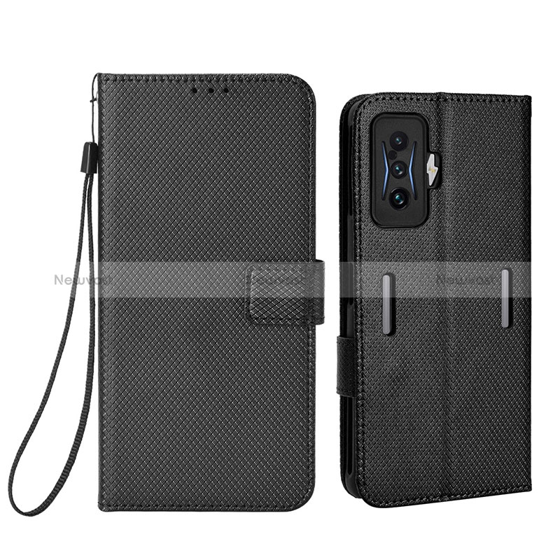 Leather Case Stands Flip Cover Holder BY1 for Xiaomi Redmi K50 Gaming 5G Black