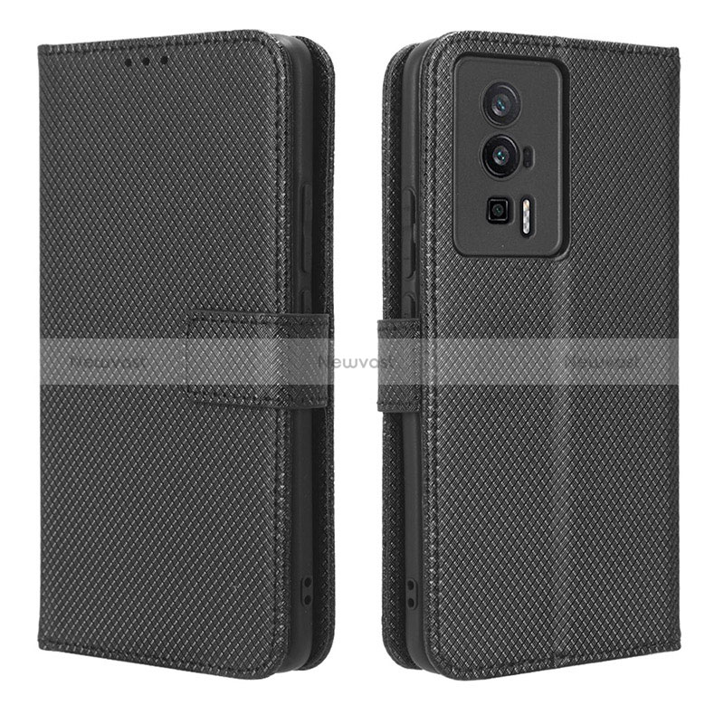 Leather Case Stands Flip Cover Holder BY1 for Xiaomi Redmi K60 Pro 5G Black