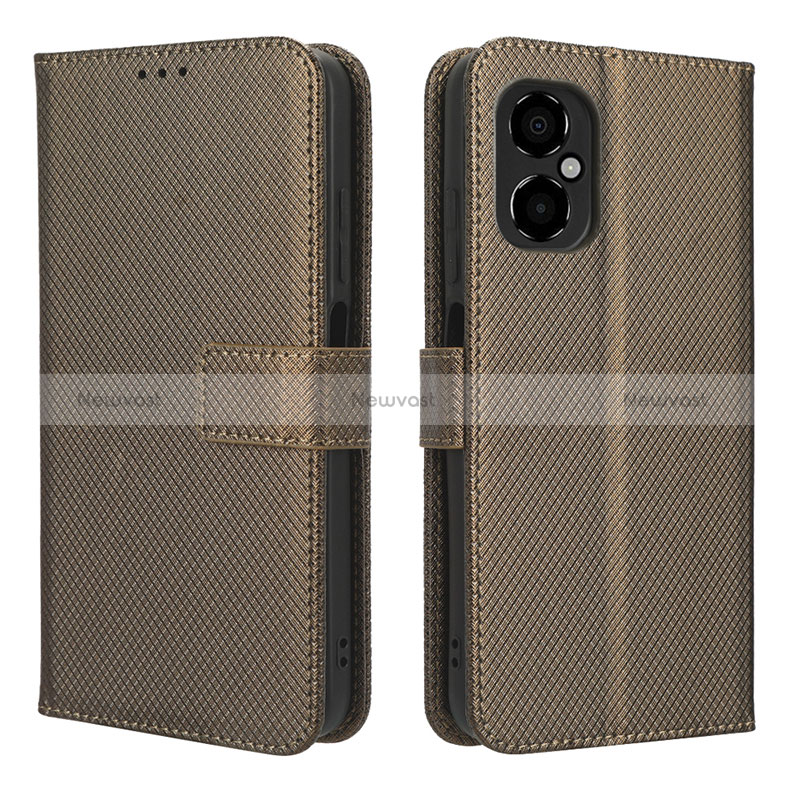 Leather Case Stands Flip Cover Holder BY1 for Xiaomi Redmi Note 11R 5G Brown