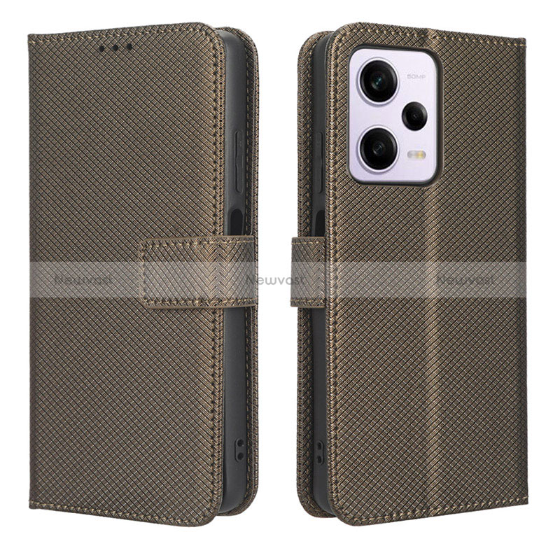 Leather Case Stands Flip Cover Holder BY1 for Xiaomi Redmi Note 12 Explorer Brown