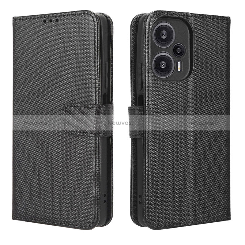 Leather Case Stands Flip Cover Holder BY1 for Xiaomi Redmi Note 12 Turbo 5G Black