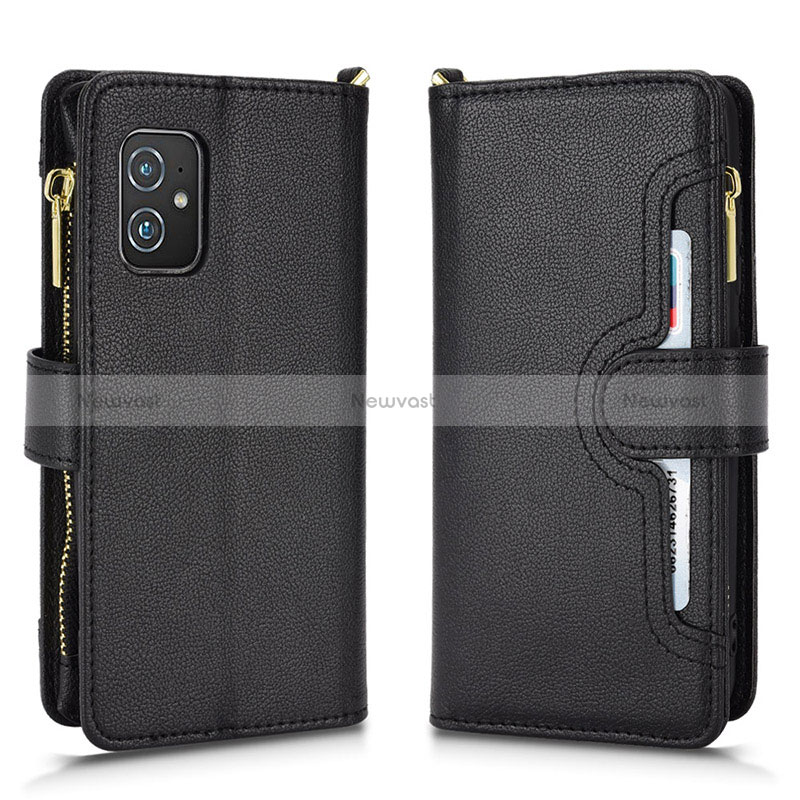 Leather Case Stands Flip Cover Holder BY2 for Asus Zenfone 8 ZS590KS Black