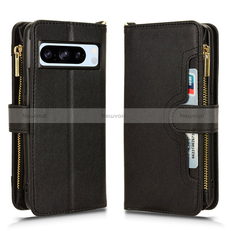 Leather Case Stands Flip Cover Holder BY2 for Google Pixel 8 Pro 5G Black