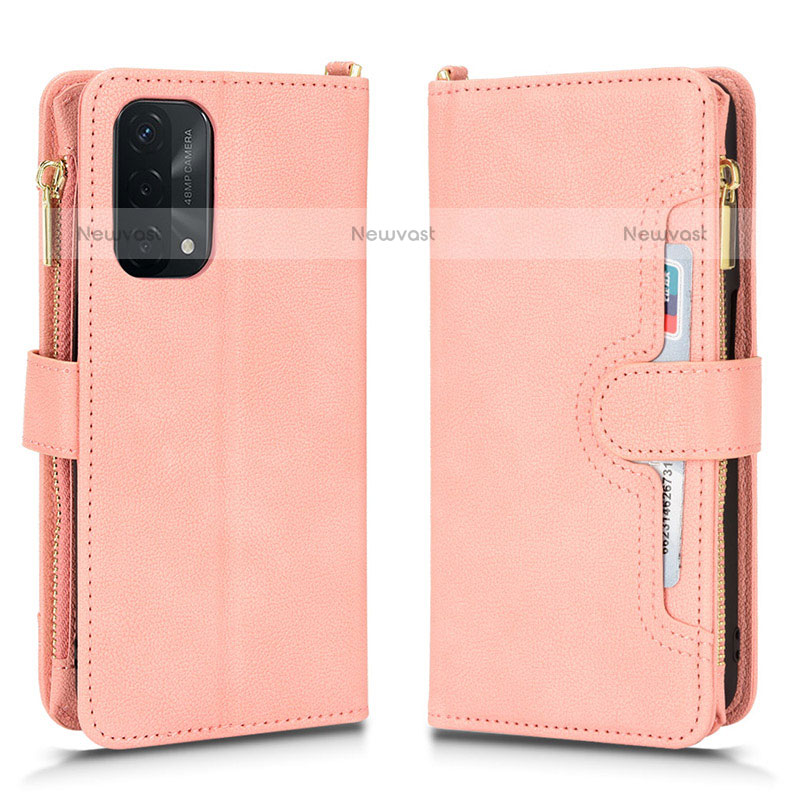 Leather Case Stands Flip Cover Holder BY2 for Oppo A93 5G Rose Gold