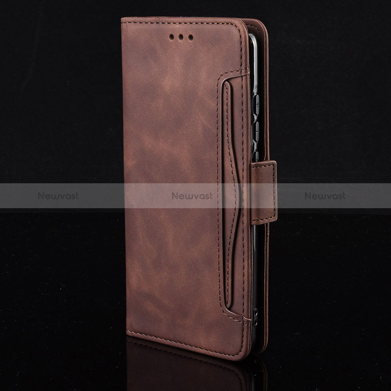 Leather Case Stands Flip Cover Holder BY2 for Realme C25 Brown