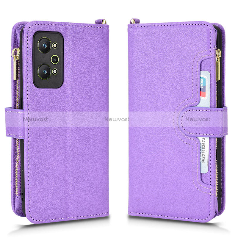 Leather Case Stands Flip Cover Holder BY2 for Realme GT Neo2 5G Purple