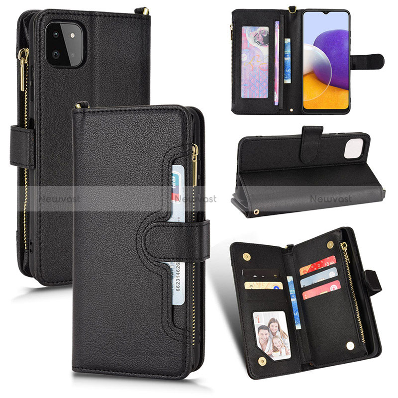 Leather Case Stands Flip Cover Holder BY2 for Samsung Galaxy A22 5G