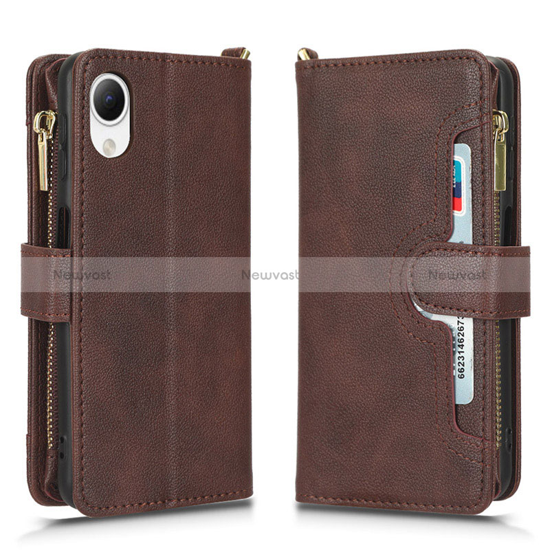 Leather Case Stands Flip Cover Holder BY2 for Samsung Galaxy A23 5G SC-56C Brown