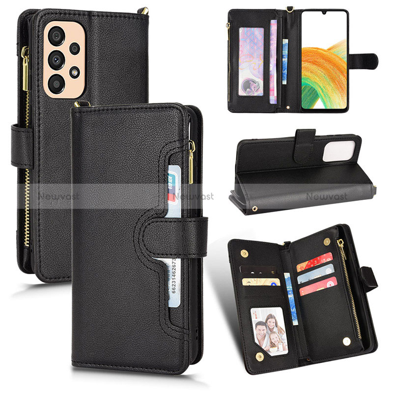 Leather Case Stands Flip Cover Holder BY2 for Samsung Galaxy A33 5G