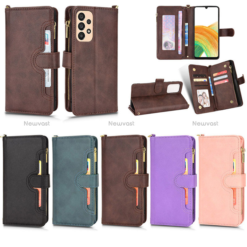 Leather Case Stands Flip Cover Holder BY2 for Samsung Galaxy A33 5G