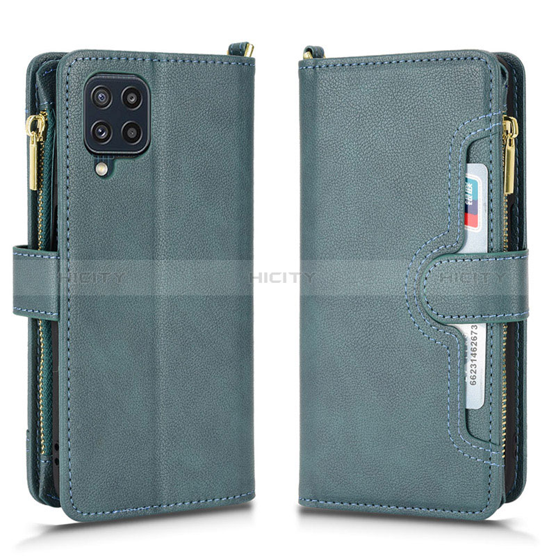 Leather Case Stands Flip Cover Holder BY2 for Samsung Galaxy F22 4G Green