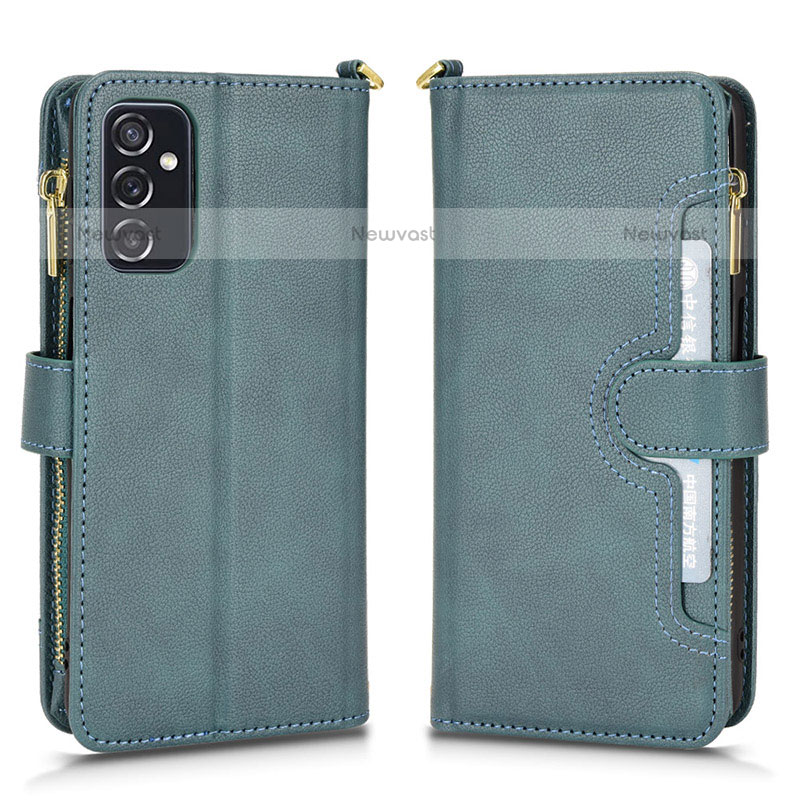 Leather Case Stands Flip Cover Holder BY2 for Samsung Galaxy M52 5G Green