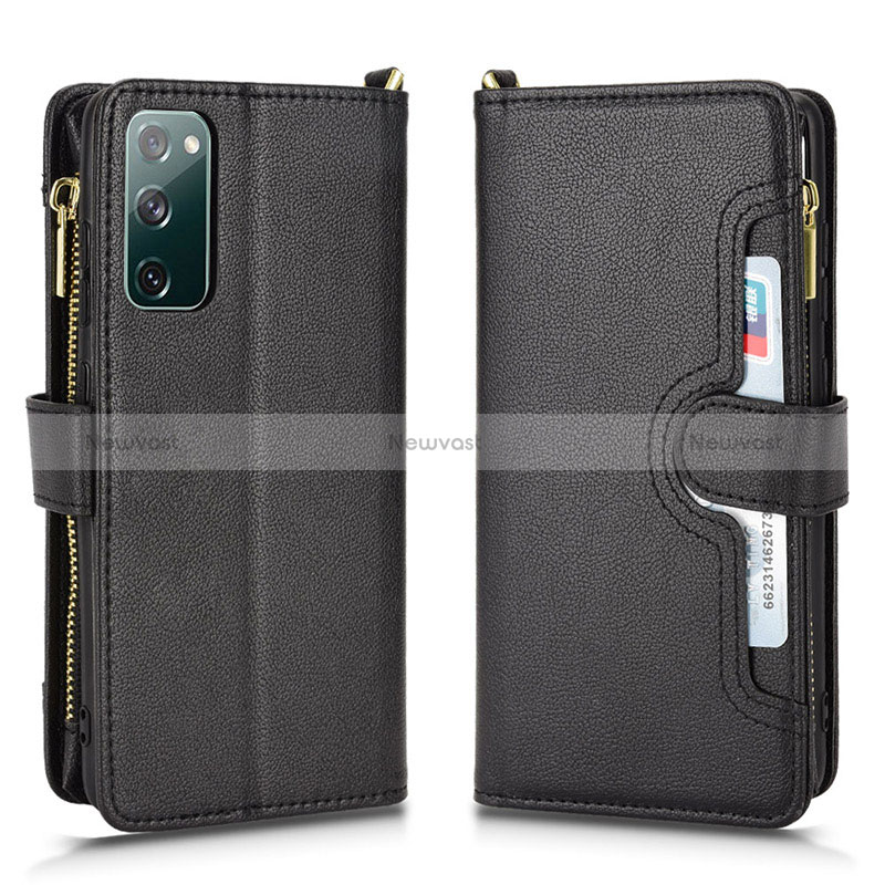 Leather Case Stands Flip Cover Holder BY2 for Samsung Galaxy S20 FE 5G Black