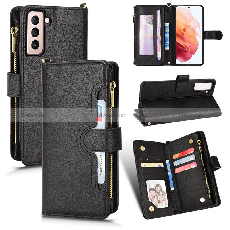 Leather Case Stands Flip Cover Holder BY2 for Samsung Galaxy S22 Plus 5G