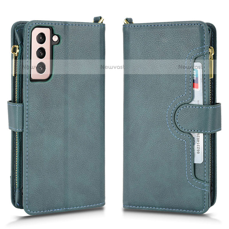 Leather Case Stands Flip Cover Holder BY2 for Samsung Galaxy S23 5G Green