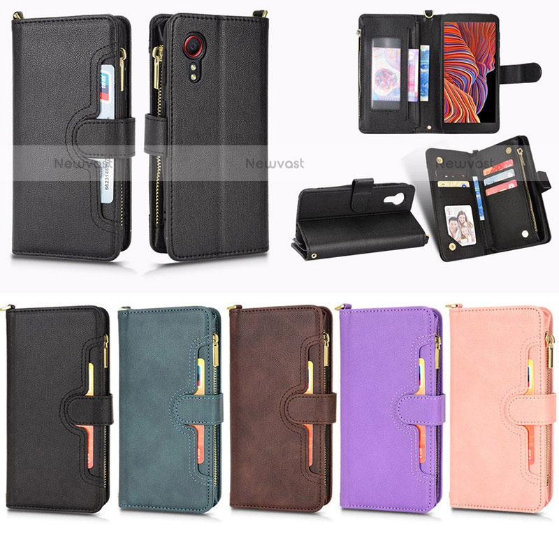 Leather Case Stands Flip Cover Holder BY2 for Samsung Galaxy XCover 5 SM-G525F