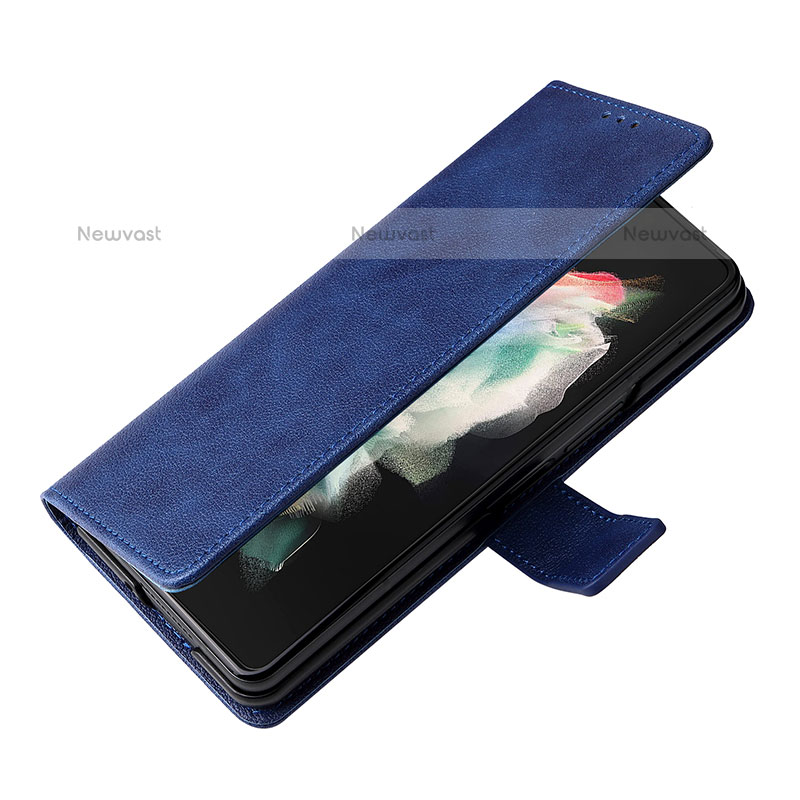 Leather Case Stands Flip Cover Holder BY2 for Samsung Galaxy Z Fold3 5G