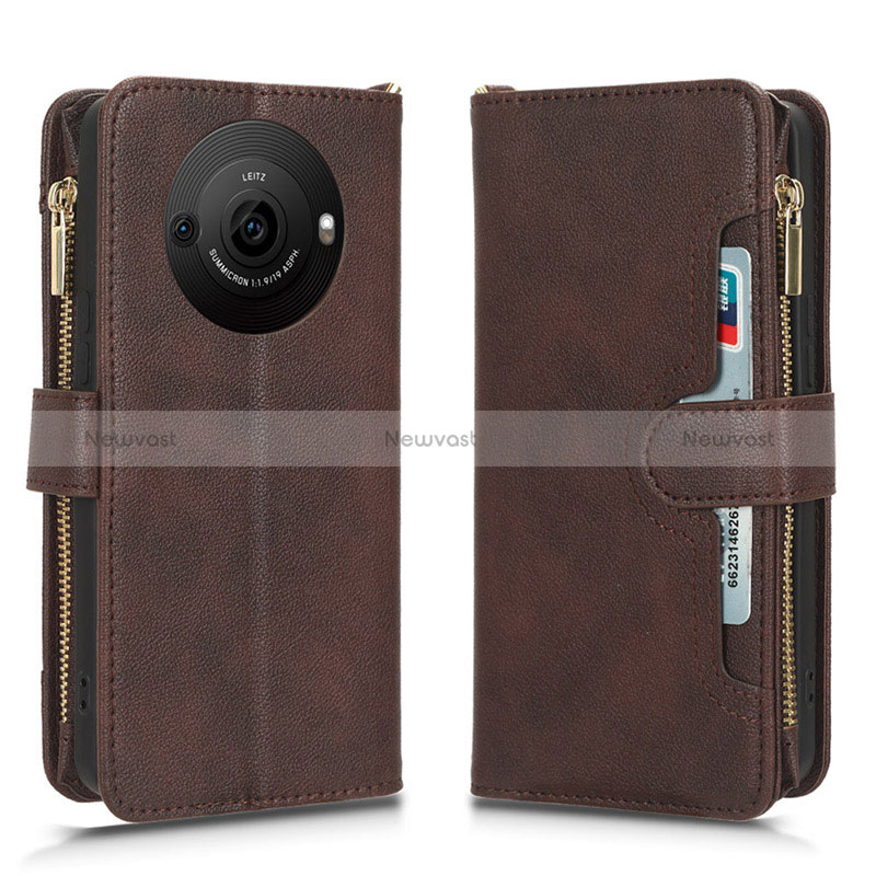 Leather Case Stands Flip Cover Holder BY2 for Sharp Aquos R8 Pro