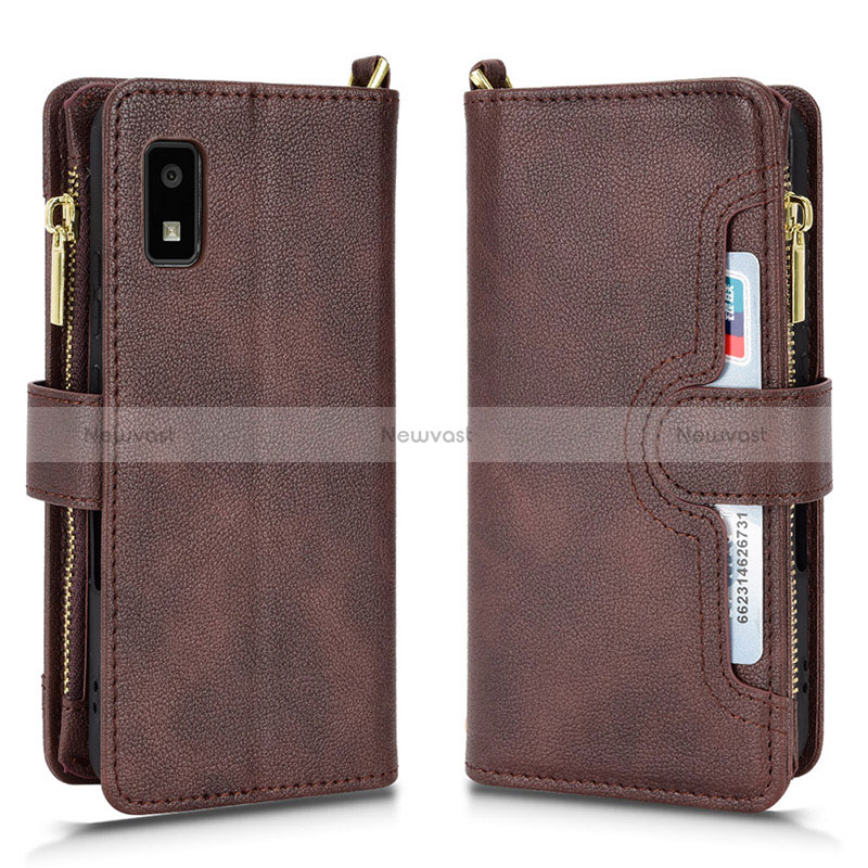 Leather Case Stands Flip Cover Holder BY2 for Sharp Aquos wish Brown