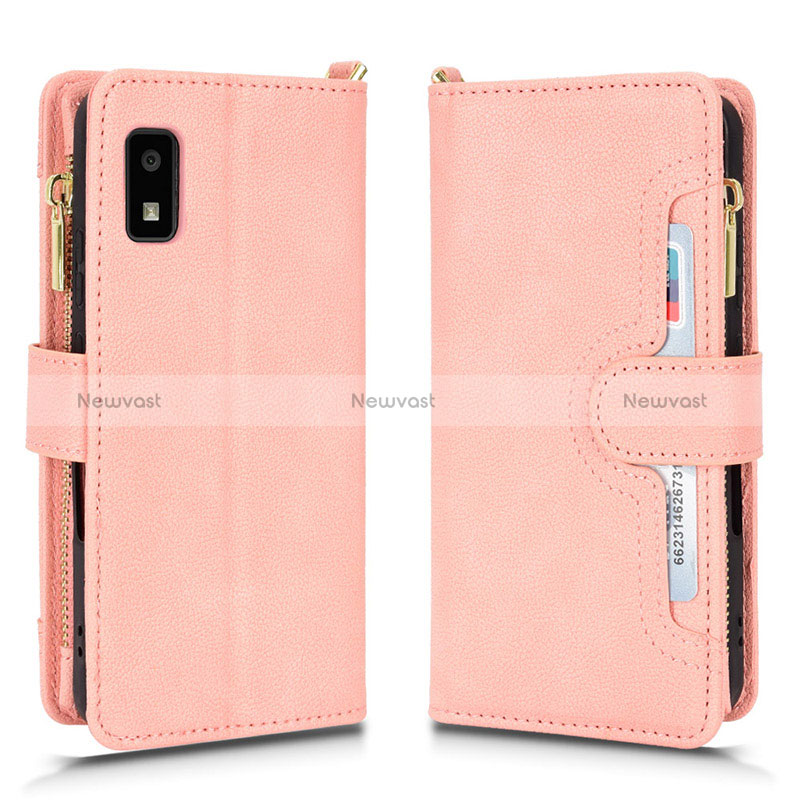 Leather Case Stands Flip Cover Holder BY2 for Sharp Aquos wish2 Rose Gold