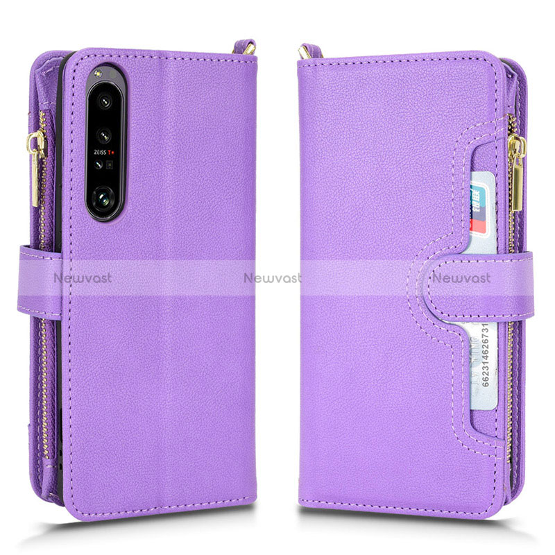 Leather Case Stands Flip Cover Holder BY2 for Sony Xperia 1 IV