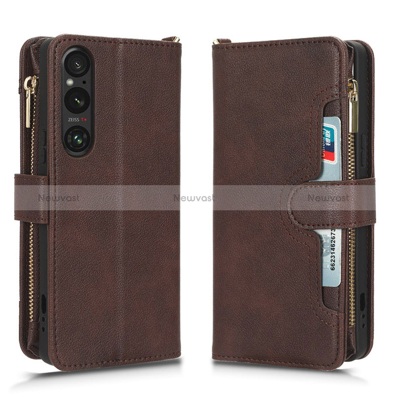 Leather Case Stands Flip Cover Holder BY2 for Sony Xperia 1 V