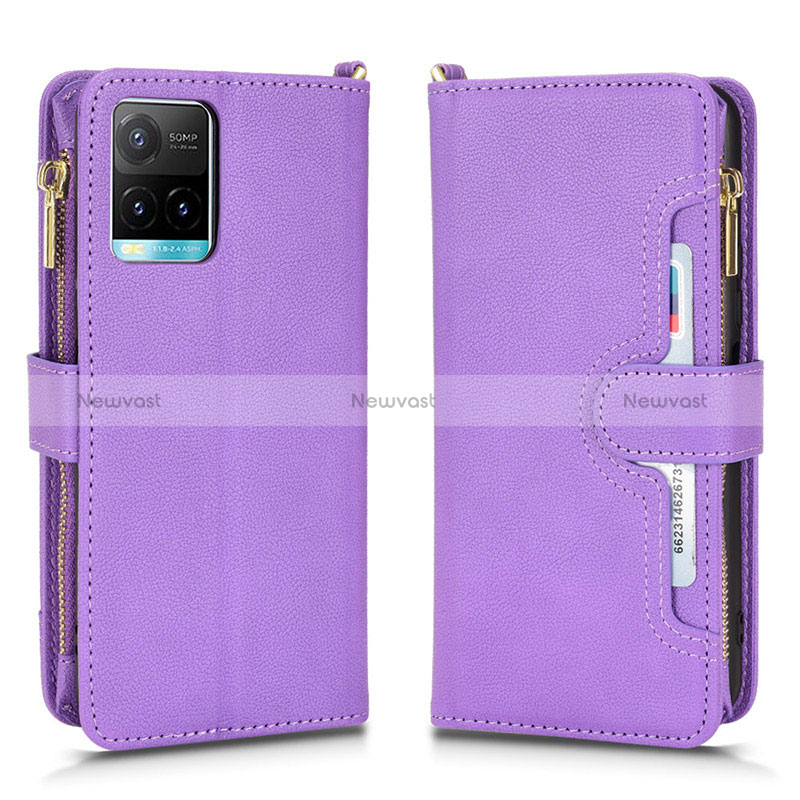 Leather Case Stands Flip Cover Holder BY2 for Vivo Y21G