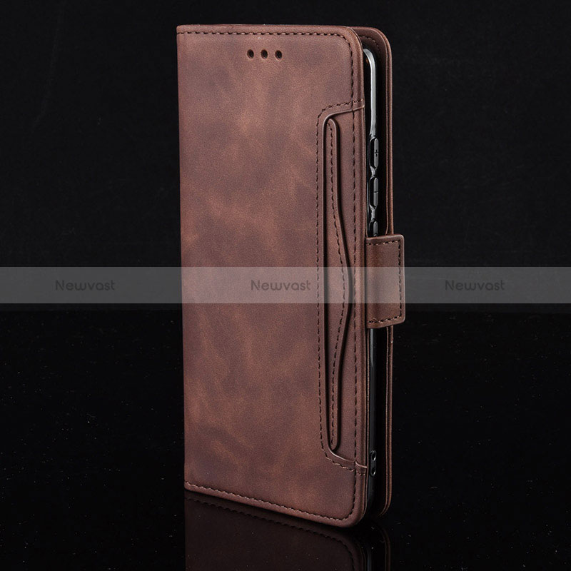 Leather Case Stands Flip Cover Holder BY2 for Xiaomi Black Shark 4 Pro 5G Brown