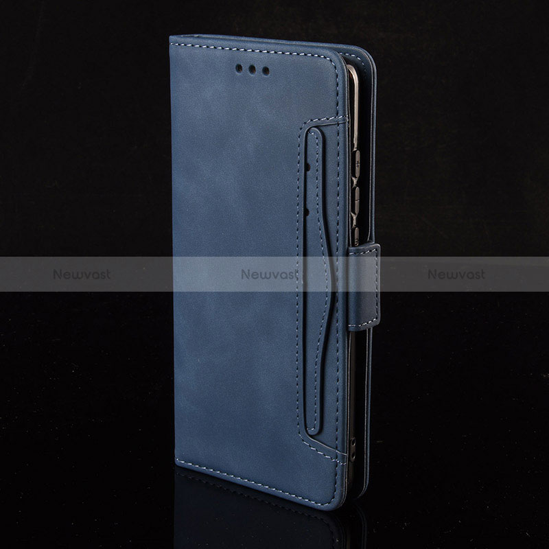 Leather Case Stands Flip Cover Holder BY2 for Xiaomi Poco M4 5G Blue