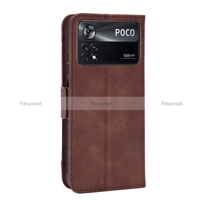 Leather Case Stands Flip Cover Holder BY2 for Xiaomi Poco M4 Pro 4G