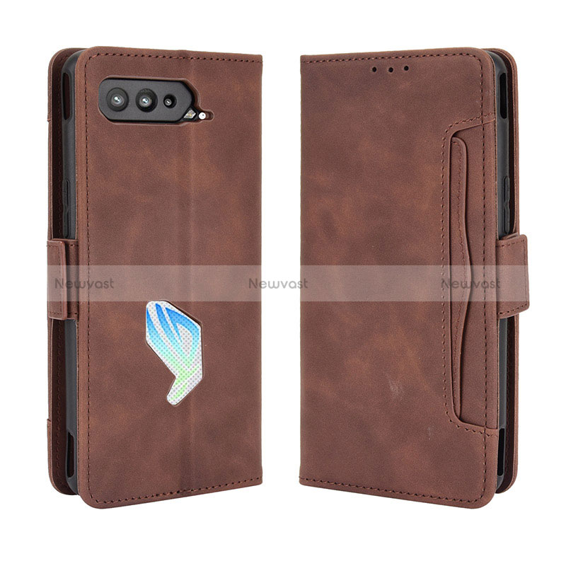 Leather Case Stands Flip Cover Holder BY3 for Asus ROG Phone 5 Pro Brown