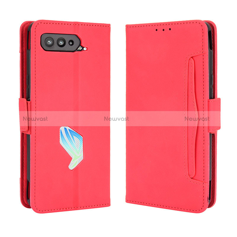 Leather Case Stands Flip Cover Holder BY3 for Asus ROG Phone 5 ZS673KS Red