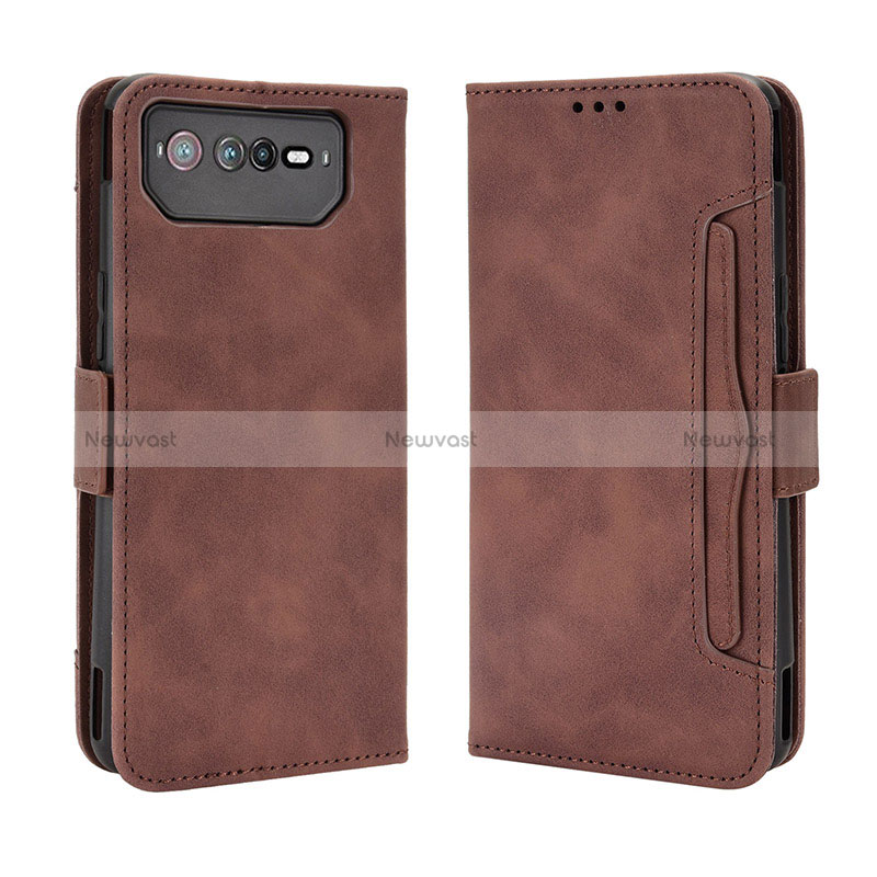 Leather Case Stands Flip Cover Holder BY3 for Asus ROG Phone 6 Pro Brown