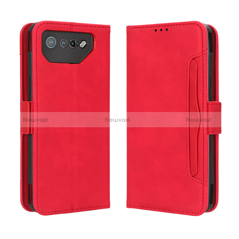 Leather Case Stands Flip Cover Holder BY3 for Asus ROG Phone 7 Red