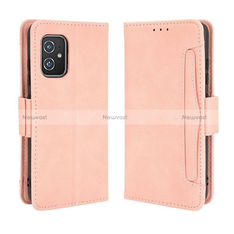 Leather Case Stands Flip Cover Holder BY3 for Asus Zenfone 8 ZS590KS Pink