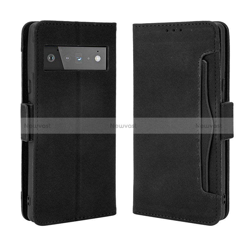 Leather Case Stands Flip Cover Holder BY3 for Google Pixel 6 5G Black