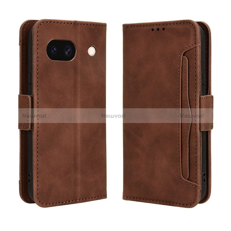 Leather Case Stands Flip Cover Holder BY3 for Google Pixel 8a 5G Brown