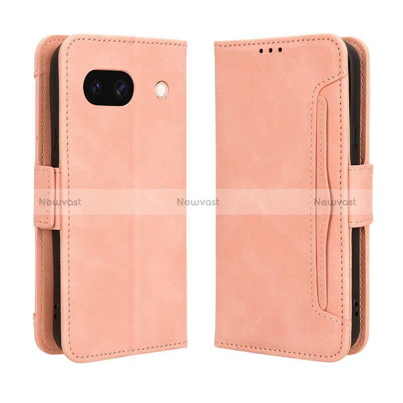 Leather Case Stands Flip Cover Holder BY3 for Google Pixel 8a 5G Pink