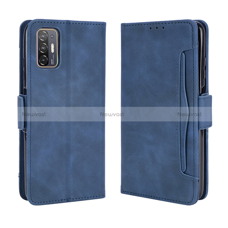 Leather Case Stands Flip Cover Holder BY3 for HTC Desire 21 Pro 5G Blue