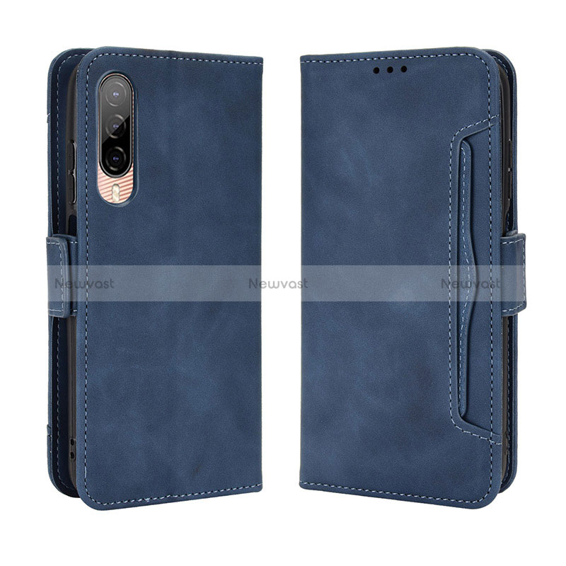 Leather Case Stands Flip Cover Holder BY3 for HTC Desire 22 Pro 5G Blue