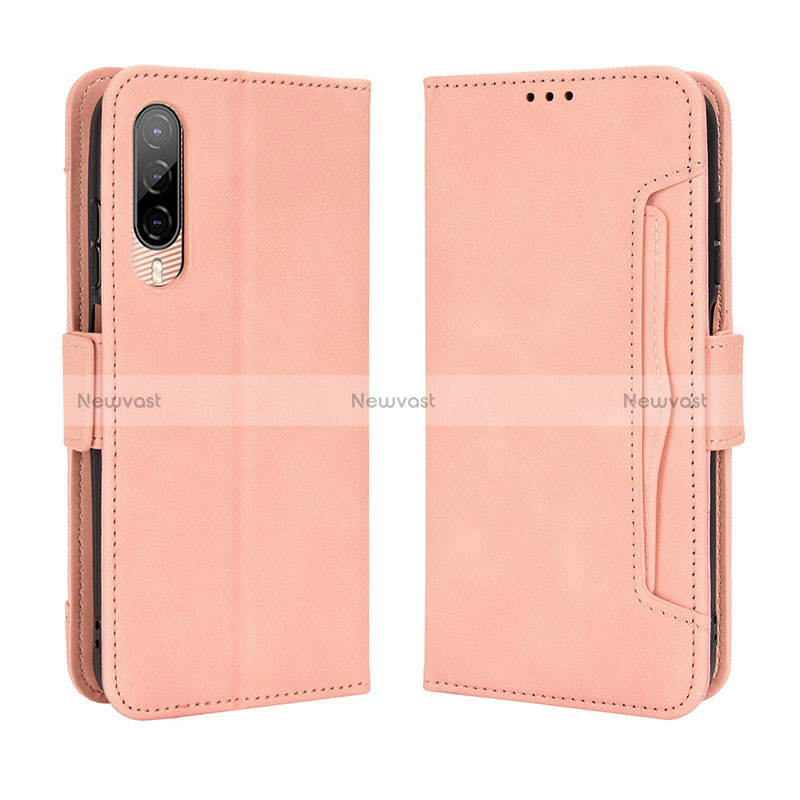 Leather Case Stands Flip Cover Holder BY3 for HTC Desire 22 Pro 5G Pink