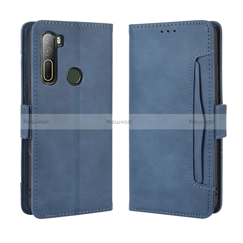 Leather Case Stands Flip Cover Holder BY3 for HTC U20 5G Blue