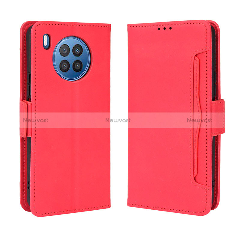 Leather Case Stands Flip Cover Holder BY3 for Huawei Honor 50 Lite Red