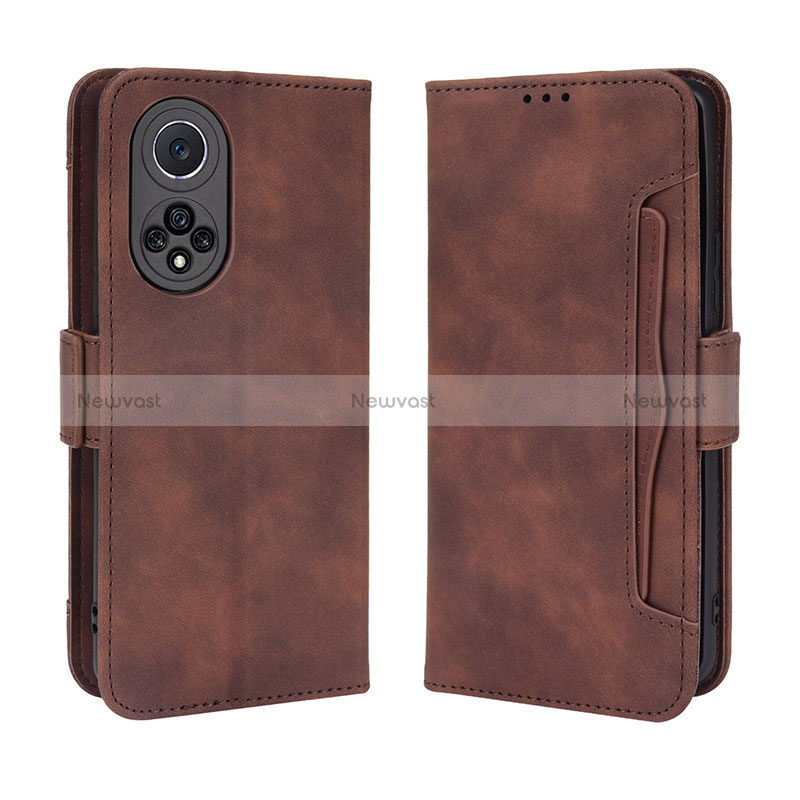 Leather Case Stands Flip Cover Holder BY3 for Huawei Honor 50 Pro 5G Brown